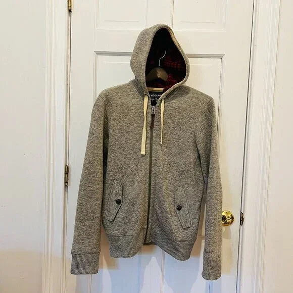 Woolrich Jacket Men's M Flannel Wool Cotton Blend Winter Coat Hoodie - Picture 5 of 16